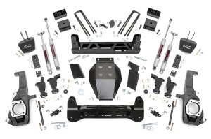 GMC Sierra 3500 HD Suspension Lift Kit - Rough Country - 5 Inch Lift Kit | Torsion Drop - Hammer Black - '11-'19